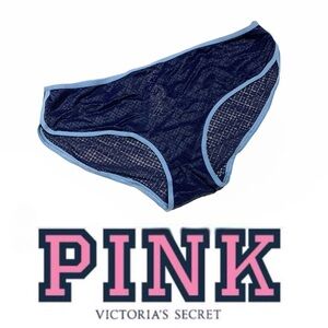 Victoria's Secret PINK Dark Blue Lace Briefs Med P176 Panties